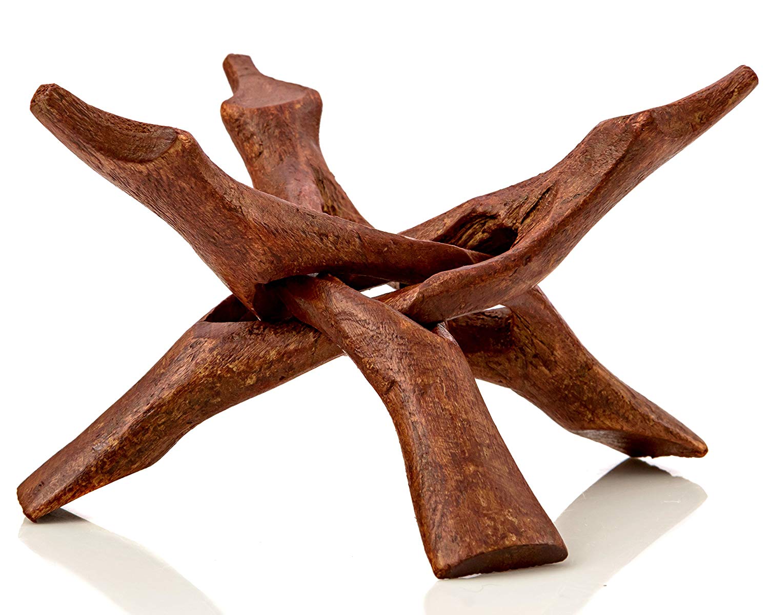NessaStores Carved Wood Tripod Stand Holder – 30 Pcs, Ornamental Display, #JC-44