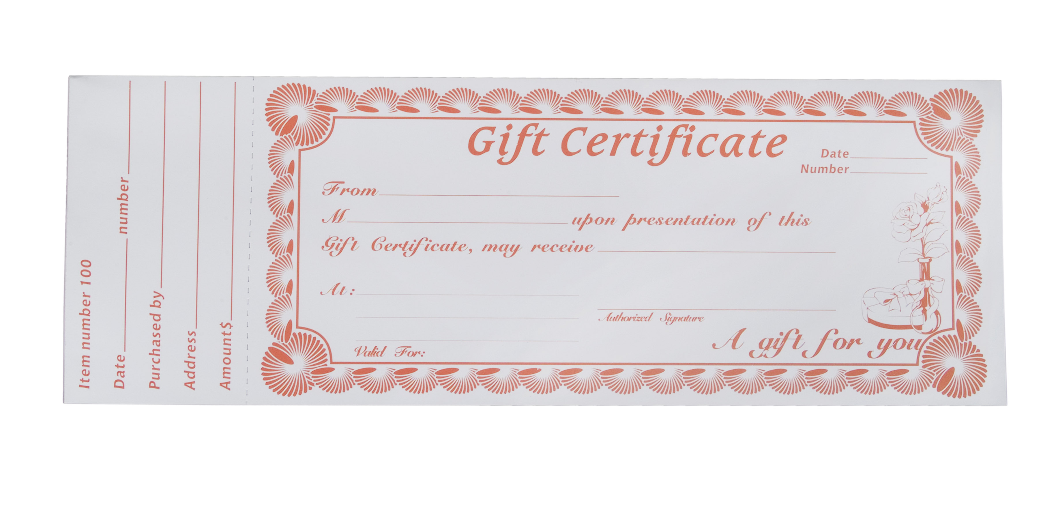 Blank Gift Certificates