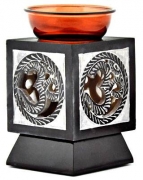 4 Om Symbol Carved Aroma Lamp in Brown