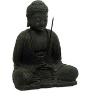 Volcanic Stone Statue & Incense Holder Meditating Buddha Black