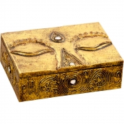Carved Wood Box - Eye of Buddha Gold