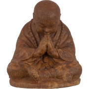 Concrete Cast Statue Praying Monk Brown