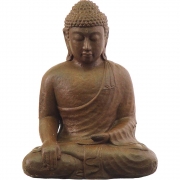 Concrete Cast Statue Buddha Touching the Earth Brown
