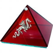 4-inch Glass Pyramid Box - Dragon - Ruby
