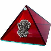 4-inch Glass Pyramid Box Ganesha Ruby