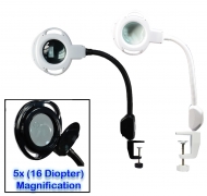 Round Clamp-On LED Mag Lamp Adjustable 5x Power (16 Diopter)