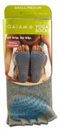 Gaiam Toeless Yoga Socks Grey with Blue Grip Dots Medium