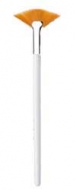 Small Fan Brush w/Shiny White Handle & Shiny Silver Ferrule; 7.5 inch