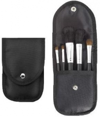 5-Piece Black Brush Set with Snap Front Case, Black