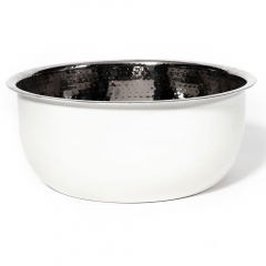 Noel Asmar Hand Hammered Stainless Steel w/ White Round Pedicure Bowl