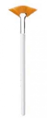 Small Fan Brush w/Shiny White Handle & Shiny Silver Ferrule; 7.5 inch